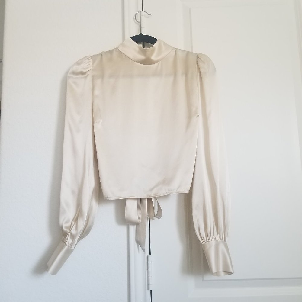 Reformation Cielo Open-back Silk-Charmeuse Top In Ivory